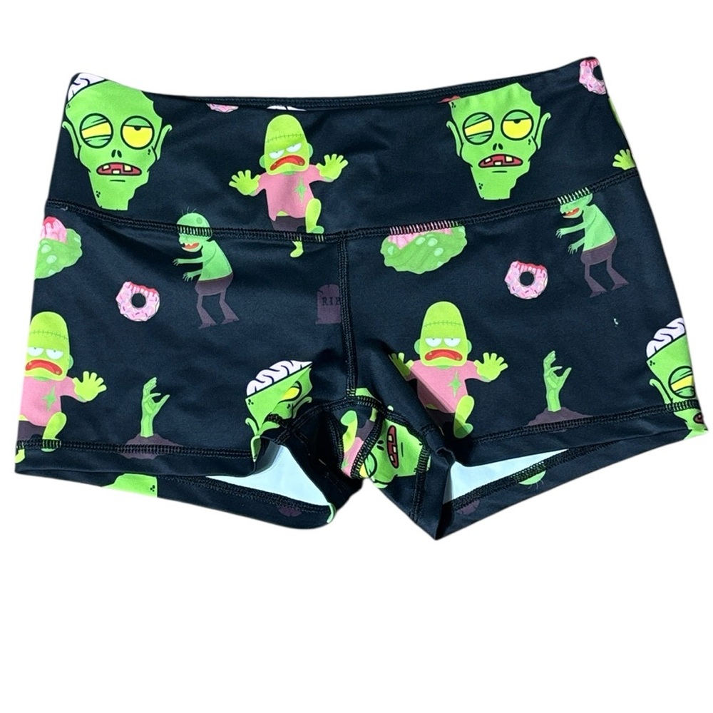 Feed me fight me women’s small zombie donut novelty athletic shorts funny